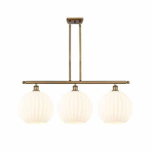 White Venetian - 3 Light Stem Hung Island In Modern Style-14 Inches Tall and 38.5 Inches Wide - 1 of 1
