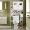 67" Over Toilet Storage Cabinet | Sliding Barn Door Organizer with Open Shelving, Neutral Wood Grain Bathroom Unit - 2 of 4