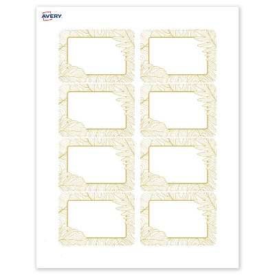 Avery Rectangle Adhesive Name Badges, Gold Florals, 2-1/3" x 3-3/8"