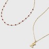 14K Gold Dipped Beaded Initial Necklace Set 2pc - A New Day™ Gold/Marron - 4 of 4