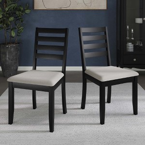 ChaletPosh Wooden Dining Chair With Warm Grey Cover (Set of 2) - 1 of 4