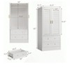 White Wardrobe Armoire with 2 Shutter Doors & 2 Drawers, Hanging Rod, Freestanding Wooden Closet, Large Capacity Storage for Bedroom - 3 of 4