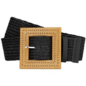 INSPIRE CHIC Women's Wide Stretch Wooden Buckle Elastic Waist Belts - 1 of 4