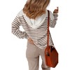 Amaryllis Women’s Textured Stripe Long Sleeve Top Contrast Knit Collared V Neckline Button Accent - 2 of 4