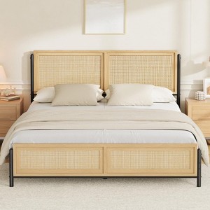 Acekool Rattan Bed Frame - Boho Full Size with Storage - 1 of 4