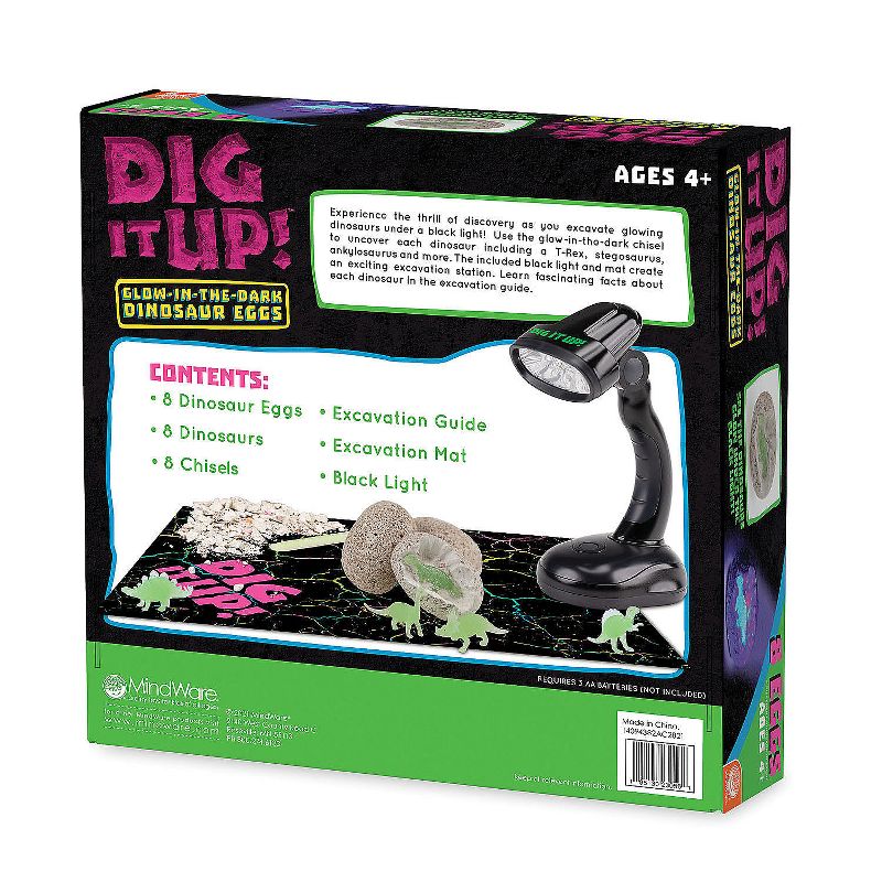 Dig It Up! Glow in The Dark Dinosaur Eggs Excavation Kit - Unconver Glowing Dinosaurs - Includes 8 Eggs, 4 of 5