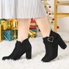 Allegra K Women's Buckle Side Zip Chunky Heels Ankle Booties - 2 of 4