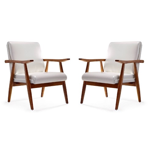 Set Of 2 Archduke Faux Leather Accent Chairs White Manhattan