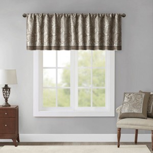 TopComfy Curtain Panels Jacquard Window Valance Textured Jacquard Curtain Topper Durable Thick Fabric Retro Luxury for Home, Brown, 1.52"*8.66"*5.91" - 1 of 4