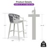 PURPLE LEAF Outdoor Bar Stools Set of 2 Patio Wicker Modern High Bar Chairs Metal Cushioned Barstools with Backs and Ergonomic Armrest - 3 of 4
