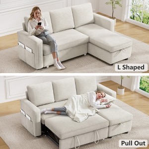 Vipbear 81 in Sectional Sleeper Sofa Bed,2 in 1 Pull Out Couch with Reversible Storage Chaise,L/U-Shaped Sofa Bed with Side Pocket,Tool-Free Assembly - 1 of 4