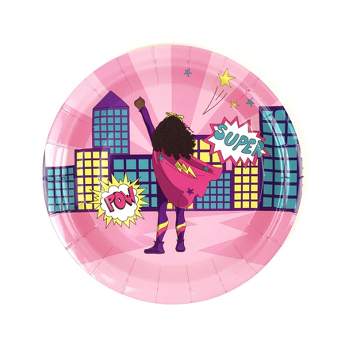 Anna + Pookie 7" Pink Super Hero Paper Party Plates 8 Ct.