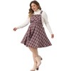 Agnes Orinda Women's Plus Size Elegant Plaid Overalls Fashionable A-Line Skirts - 3 of 4