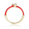 Guili 14K Gold Plated Solitaire Ring with Pink Enamel & Cubic Zirconia Heart – A Trendy Piece for Kids & Teens, Pink or Red, Sizes 4-6 - 2 of 3
