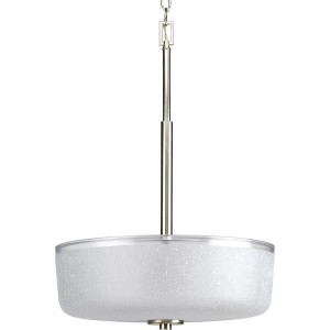 Progress Lighting Alexa Collection 3-Light Foyer Pendant, Brushed Nickel, White Linen Glass Shade - 1 of 2