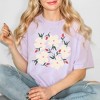 Simply Sage Market Women's Pink Flowers and Buds Short Sleeve Garment Dyed Tee - 2 of 3