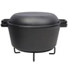 VisioGear 2-In-1 Dutch Oven With Dual Handles, 5 Quart Outdoor Camping Deep Pot With Pot Rack for Camping Fireplace Cooking, Black, 12.5"*10.2"*6.2" - 2 of 4