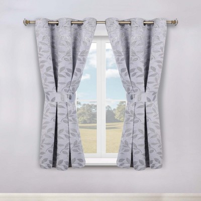 Modern Bohemian Leaves Room Darkening Semi-Blackout Curtains, Set of 2 by Blue Nile Mills