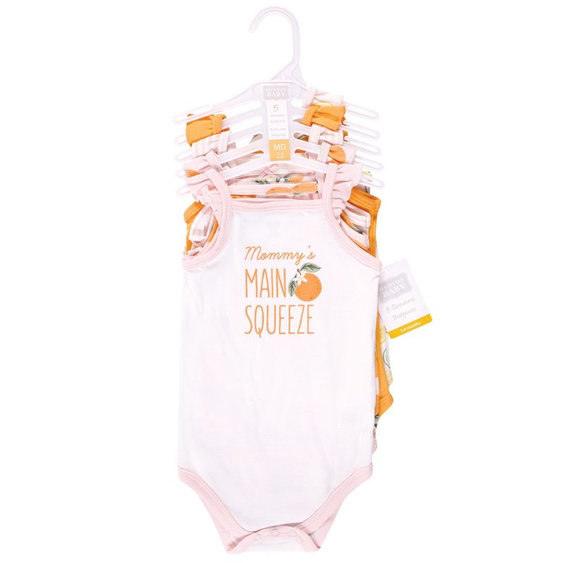Hudson Baby Infant Girl Cotton Bodysuits, Citrus Orange, 3 of 9