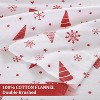 4 Pcs Christmas Trees & Snowflakes Printed Flannel Sheets, 100% Cotton Soft Heavyweight Bed Sheet Set, 16in Deep Pocket Winter Warm Sheets, Red - 3 of 4