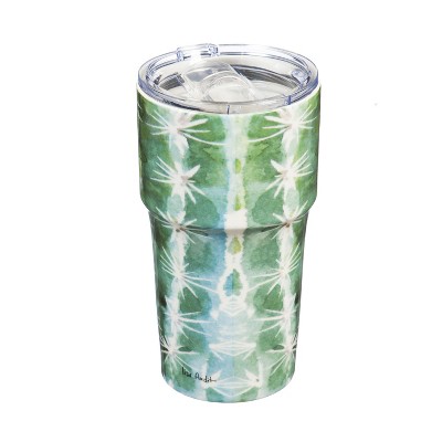 Evergreen Double Wall Ceramic Companion Cup with Tritan Lid 13oz Sunning Catcus