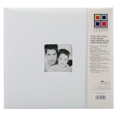 MBI Fashion Fabric Post Bound Album W/Window 12"X12"-White