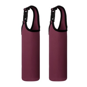 Unique Bargains Elastic Neoprene Commuting Jogging Cycling Insulated Bottle Sleeves with Carrying Handle 2 Pcs - 1 of 4