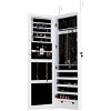 Tangkula Wall Mounted Mirrored Jewelry Organizer White Armoire Cabinet w/ LED & Lock - 2 of 4