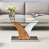 FURNIinspire Coffee Tables White Wood Rectangular Coffee Table Tempered Glass Top Artistic MDF Legs for Living Room Office, White, 39.4"*21.6"*18" - 4 of 4