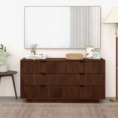Lola Mid Century Modern Walnut Dresser With 6 Drawers,TV Stand for Living Room, Dresser for Bedroom Chest of Dresser,Nightstand for Bed