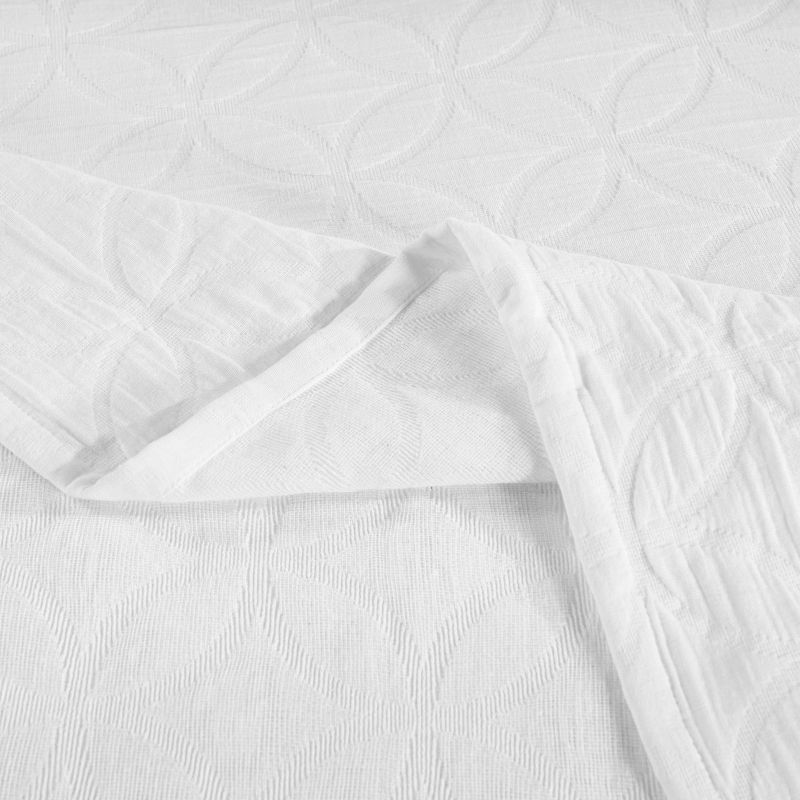 Classic Cotton Matelasse Jacquard Geometric Circle Bedspread Set by Blue Nile Mills, 4 of 8