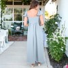 Anna-Kaci Women's Flutter Cap Sleeve Shirred Smocked Bodice Maxi Dress with Front Slits - 4 of 4
