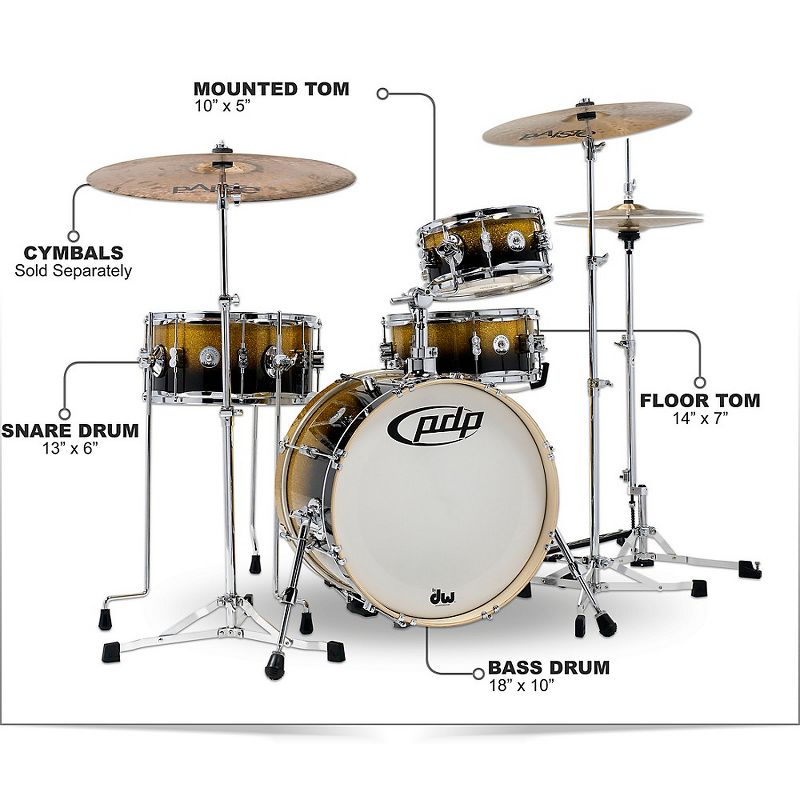 PDP by DW Daru Jones New Yorker 4-Piece Kit With Bags and Hardware, 2 of 5