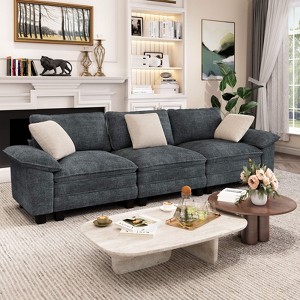 Captiva Designs 123.6-Inch Cloud Modular 3PC Sofa, Deep Seat Sectional Couch with Cushions, Corduroy & Chenille Fabric - 1 of 4