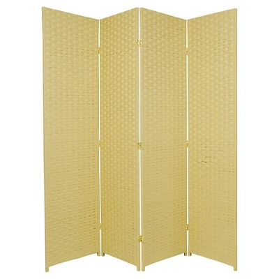 6 ft. Tall Woven Fiber Room Divider - Dark Beige (4 Panels)