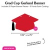 Big Dot of Happiness Red Graduation Cap Garland Banner, Grad Decor, High School or Elementary Photo Backdrop, 10 Feet of Cord, 15 Hats with Tassels - 4 of 4