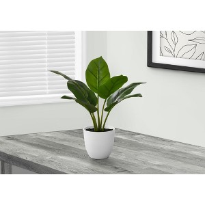 Monarch Specialties Artificial Plant 17 inch Tall Aureum Indoor Faux Fake Table Greenery Potted Real Touch Decorative Green Leaves White Pot - 1 of 4