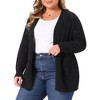 Women's Plus Size Open Front Long Sleeve Autumn Winter Knit Cardigan with Pockets - Agnes Orinda - 2 of 4