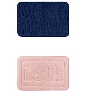 Unique Bargains 2Pcs Memory Foam Water Absorbent Quick Dry Non-Skid Bottom Soft Bathroom Rugs - 1 of 4