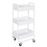 Honey-Can-Do 3 Tier White Metal Rolling Cart