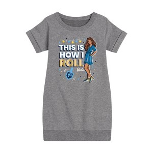 - Barbie - This is How I Roll Holiday Graphic Short Sleeve Fleece Dress - 1 of 4