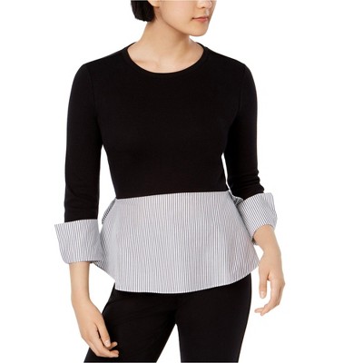 maison Jules Womens Layered Look Pullover Blouse