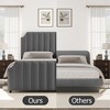 Queen Size Platform Bed Frame with 50.2" Headboard, Velvet Upholstered Bed Frame - 4 of 4