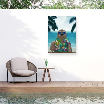 "Sloth on Summer Holidays" Outdoor Canvas