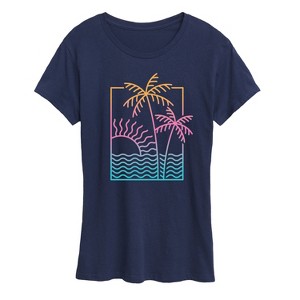 Women's - Instant Message - Line Drawing Sunset Short Sleeve Graphic T-Shirt - 1 of 4