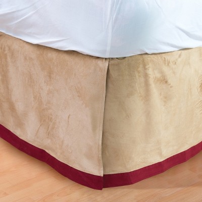 C&F Home Tan Faux Sude & Red California King Bed Skirt