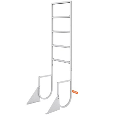 Cesicia Silver Aluminum Alloy Pontoon Boat Flip-Up 5-Step Ladder with 2 in Wide Step and Nonslip Rubber Mat