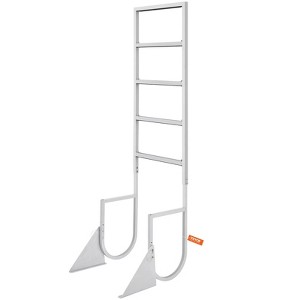 Cesicia Silver Aluminum Alloy Pontoon Boat Flip-Up 5-Step Ladder with 2 in Wide Step and Nonslip Rubber Mat - 1 of 4