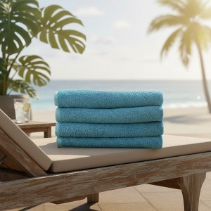Aqua Blue Beach Towels in size 27"X54" Vat Dyed By Rifz Textiles - 1 of 2
