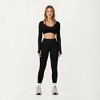 Anna-Kaci Active Women's Long Sleeve Crop Top with Contrast Trim and Scoop Neckline - 3 of 4
